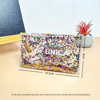 Pochette cosmétique transparente en PVC à paillettes avec poudre scintillante, logo personnalisé, fermeture éclair, sac à maquillage étanche, porte-monnaie