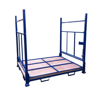 Étagère de stockage d'entrepôt empilable personnalisée, étagère à palettes pliable en acier robuste avec base en contreplaqué pour le stockage en usine