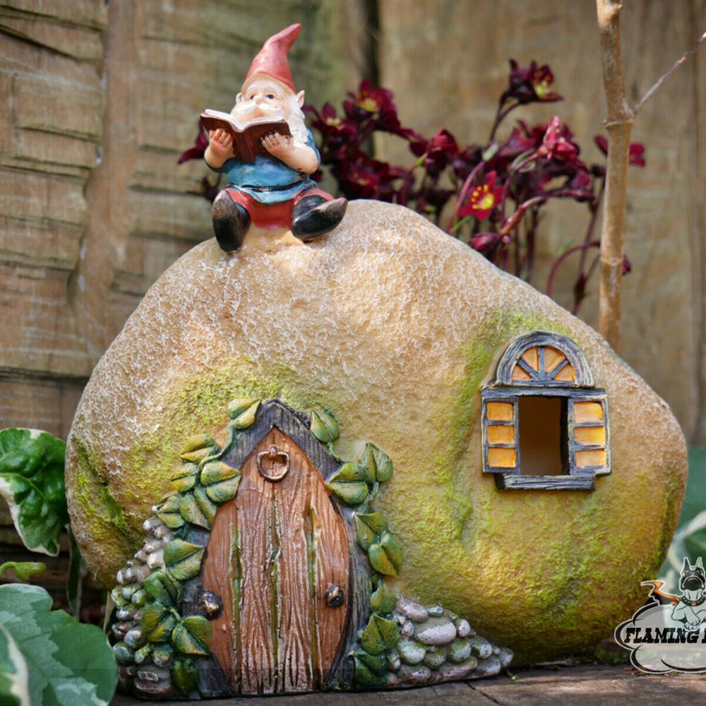 Винтажная полимерная садовая лужайка патио на солнечных батареях, Сказочная Статуэтка для дома гном, украшение