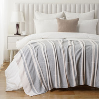 Couverture en tricot gaufré 100 % polyester, douce, respirante, légère et chaude, à rayures, avec ourlet doublement plié soigné, pour la décoration intérieure et les canapés