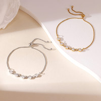 Bracelet ajustable YF8293 Ins Wind Light Luxury Niche Personality Zircon plaqué or 18 carats en acier inoxydable étanche