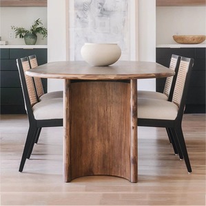 Meubles de salle à manger modernes de style scandinave cadre en bois massif siège en tissu chaise de salle à manger <span class=keywords><strong>fauteuil</strong></span> dossier en rotin chaise de salle à manger - Product Image 4