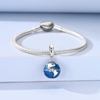 MULA Breloques en Gros Originales en Argent Sterling 925 Certifié GDTC, Pendentif Carte du Monde Ouvrable, Compatible Bracelet et Collier Originaux, Bijoux DIY pour Femme