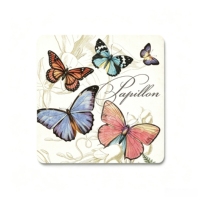 Sous-verre carré en céramique écologique à motif papillon personnalisé, résistant à la chaleur, antidérapant, imprimé UV, protection de table pour la maison et la cuisine