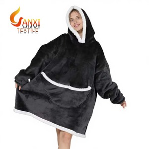 Venta Directa de Fábrica, Manta con Capucha para Adultos, Tejida, 100% Poliéster, Material de Felpa, Uso en las Cuatro Estaciones, Lavable a Máquina - Product Image 1