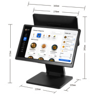 Terminal de point de vente (TPV) de bonne qualité avec écran tactile double 15,6 pouces, Android/Windows, mémoire 4 Go, résolution 1920x1080