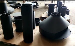 Chimenea <span class=keywords><strong>de</strong></span> Leña para Interiores <span class=keywords><strong>de</strong></span> Acero al Carbono Negro Mate con Formas Personalizadas y Chimenea - Product Image 6