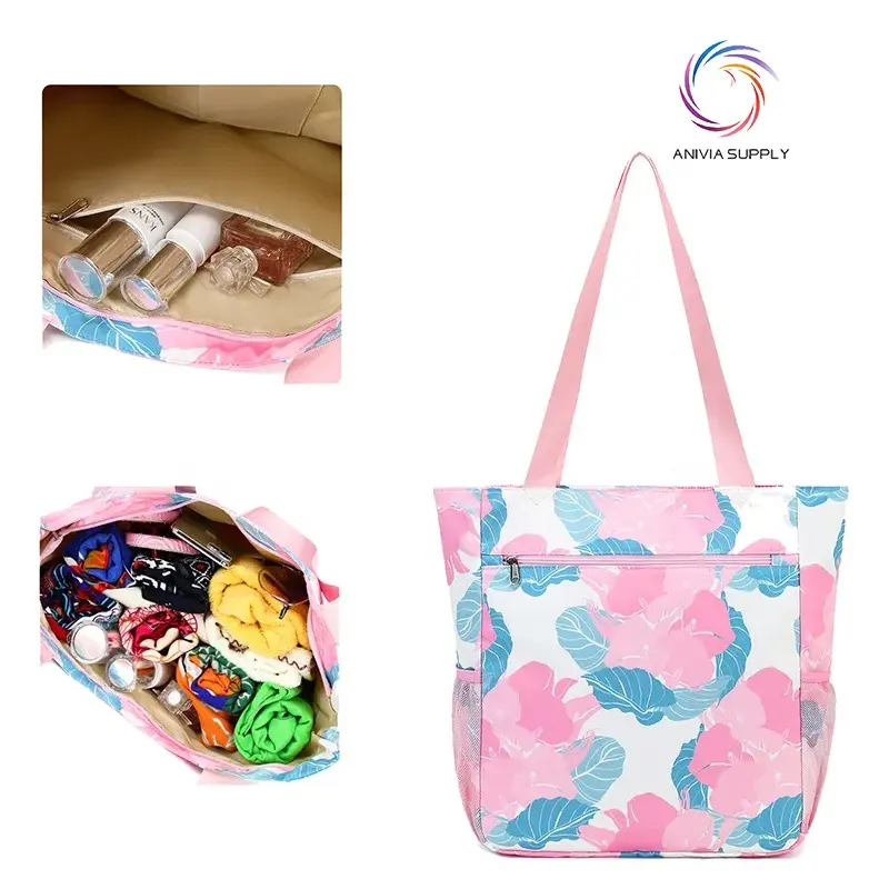 Strand Einkaufstasche benutzer definierte Strand Kinder Damen Damen Sommer wasserdichte Tasche Strand taschen benutzer definierte Logo benutzer definierte überall auf Druck Einkaufstasche