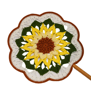 Éventail Art Déco au Crochet Fait Main Écologique – Techniques Traditionnelles du Patrimoine Immateriel – Tissu 100% Coton et Fibre de Bambou pour la Maison - Product Image 4