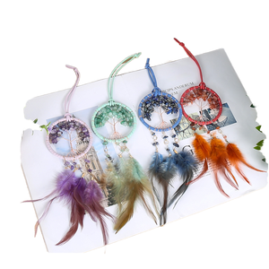 Atrapasueños Bohemio de Piedra para Espejo Retrovisor de Coche, Colgante de Pluma Natural y Árbol de la Vida, Decoración Colgante, Accesorios Hechos a Mano, Regalo - Product Image 1