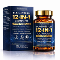 Magnesium 12-in-1 Kompleks 700mg Suplemen Magnesium Penyerapan Tinggi Glisinat Sitrat Malat Vegan Non-GMO Bebas Gluten