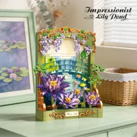 Jie Star X88059 Monet Water Lilies Painting Building Block Set Flower Art Model Brick Frame DIY Home Decor Gift