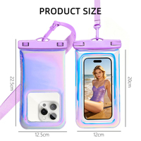Pochette étanche pour téléphone de 7,5 pouces, sac de téléphone en TPU iridescent avec éponge pour la natation, les voyages, la plage, les activités de plein air