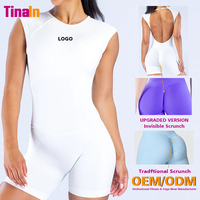 Fabricant ODM Personnalisé – Unitard Sculptant Femme à Manches Courtes, Dos Ouvert, Col Montant, Soutien-Gorge Intégré, Doux, Anti-Transparence, Extensible dans les 4 Sens