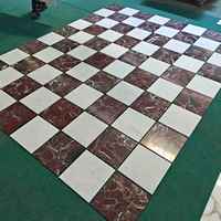 Carrelage en marbre blanc Carrara Rosso Levanto style rétro, carreaux en marbre à damier 305*305mm, épaisseur 10mm, pour sol et mur