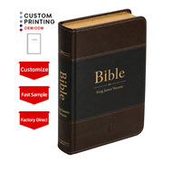 Service d'impression personnalisé en gros, OEM personnalisé, couverture rigide, livre religieux en cuir PU estampé or, Bible d'église en vrac