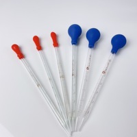 Burette de verre 0.5ml 1ml 2ml 3ml 5ml 10ml Pipette liquide Pasteur en verre compte-gouttes graduée avec tête d'ampoule en caoutchouc