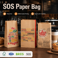 Sac en papier kraft sans poignée, recyclable, jetable, pour boulangerie, en-cas, emballage à emporter