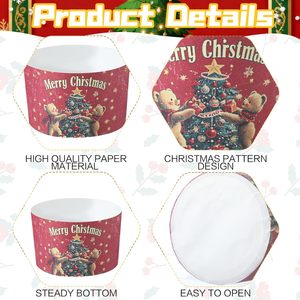 Stampi per Panettone Natalizi Vintage all'<span class=keywords><strong>Ingrosso</strong></span>, Vaschette Usa e Getta Resistenti alle Alte Temperature per Dolci Natalizi da Forno - Product Image 2