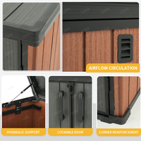 Armoire de jardin en plastique 900L à prix d'usine, boîte de rangement extérieure avec couvercle, abri à outils en résine résistante aux intempéries avec revêtement PVC