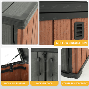Armoire <span class=keywords><strong>de</strong></span> jardin en plastique 900L à <span class=keywords><strong>prix</strong></span> <span class=keywords><strong>d</strong></span>'usine, boîte <span class=keywords><strong>de</strong></span> rangement extérieure avec couvercle, abri à outils en résine résistante aux intempéries avec revêtement PVC - Product Image 3