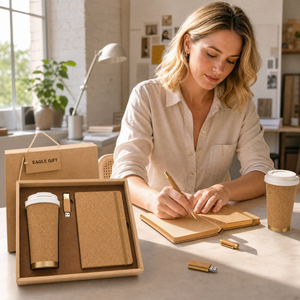 Eco Friendly Corporate Gift Set 316 Stainless Steel Coffee <b>Cup</b> Wheat Straw Notebook Pen Custom Logo Kraft Gift Box Father's Day - Product Image 6