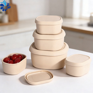Oval Silicone <b>Lunch</b> Box <b>Set</b> 200ml 300ml 600ml Food Grade High Temperature Resistant Camping Outdoor Storage Container - Product Image 3