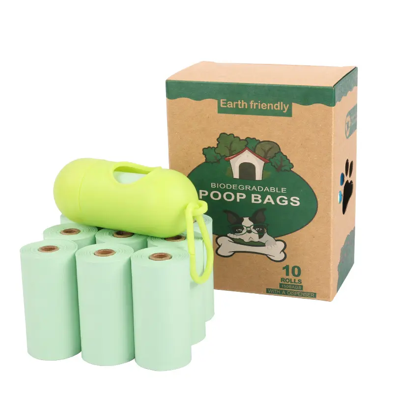 Bolsas biodegradables con dispensador para excrementos de mascotas, respetuosas con el medio ambiente