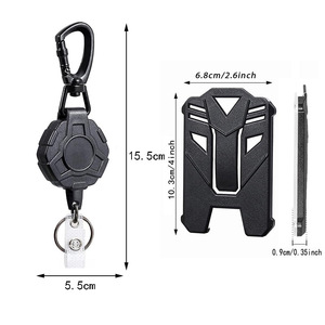 Wholesale European and American heavy-duty PC work tag <b>holders</b>, black retractable <b>ID</b> card keychains, easy-pull buckle sets, in - Product Image 2