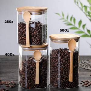 Airtight Lid Square Kitchen Home Storage <b>Glass</b> Jars <b>Containers</b> with Bamboo Lids and Spoon - Product Image 5