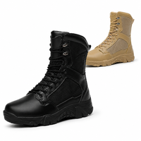 Bottes tactiques pour hommes, bottes de désert, fermeture éclair, semelle en caoutchouc, hauteur mi-mollet, toutes saisons, bottes d'entraînement pour les forces spéciales en plein air