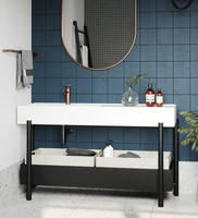 Lavabo Au Sol Lavabo Plancher Lavabo Console Lavabo Lavabo Console Noir En Acier Inoxydable Meuble De Vanité Traditionnel Table De Suite