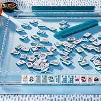 Tuiles de Mahjong en Acrylique Bleu Cristal de Luxe Style Américain Moderne Let's Wander – 160 Pièces pour le Divertissement