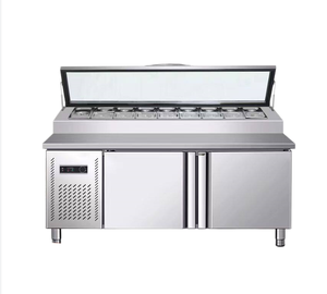 <span class=keywords><strong>Table</strong></span> de préparation professionnelle intégrée réfrigérateur-congélateur en acier inoxydable, idéale pour les pizzerias – Meilleures ventes - Product Image 1