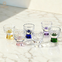 Tasse à thé en verre de cristal taillé en diamant tasse à thé Kung Fu verres à liqueur à pieds colorés 50ml tasse Soju tasse à saké