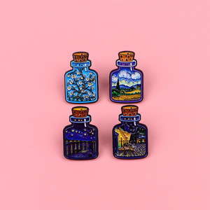 Set <span class=keywords><strong>de</strong></span> 4 Broches Esmaltados <span class=keywords><strong>de</strong></span> Botella <span class=keywords><strong>de</strong></span> los Deseos con Pinturas Famosas, Serie Van Gogh, Insignia Decorativa <span class=keywords><strong>de</strong></span> Arte Creativo, Regalo para Amantes del Arte - Product Image 1