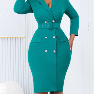<span class=keywords><strong>Abito</strong></span> da Donna di Alta Qualità, Nuovo Stile Elegante, Monocolore, Doppiopetto, per il Lavoro - Product Image 1