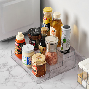 Étagère à épices en plastique transparent à 3 niveaux pour l'organisation des armoires de cuisine, organisateur d'épices, présentoir de garde-manger, vente en gros - Product Image 3