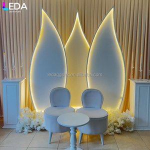 LEDA Indoor Outdoor Event Classic Modern Simple White Lotus Acrylic LED <b>Backdrop</b> for Wedding - Product Image 4