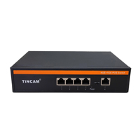 Conmutador PoE TiNCAM Gigabit de 4 Puertos 10/100/1000M con 1 Puerto Uplink, Alimentación por Ethernet para Sistemas de Seguridad y Cámaras IP