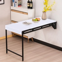 Ensemble de table à manger murale moderne pliable et extensible avec pieds en métal et plateau en bois pour la maison, l'appartement, l'hôtel, meubles de salle à manger