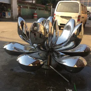 Moderne Grote Maat Roestvrijstalen Kunst Tuindecoratie Metalen Bloembeeld Rvs Lotus Sculptuur