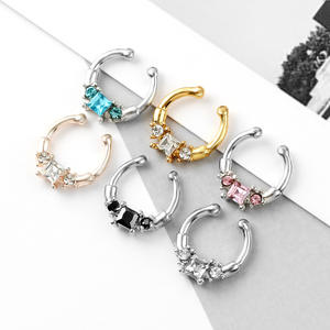 Vente en gros de bijoux de corps Gaby faux anneau de nez de luxe CZ faux tatouage non piercing pince-nez pour hommes sans piercing - Product Image 4