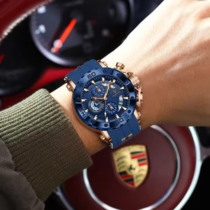 Reloj de Hombre de Lujo Original POEDAGAR, Cronógrafo, Resistente al Agua, Luminoso, Deportivo, con Calendario, Correa de Silicona, Reloj de Cuarzo para Hombre - Product Image 3