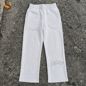 Casual Wear High Quality Custom <b>3D</b> Embroidery logo Grey Pullover <b>Hoodies</b> and Baggy Sweatpants Set Jogging Suit - Product Image 6