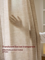 Voilages vintage en coton, lin et polyester, respirants, sans perçage, pour fenêtres de cuisine, baies vitrées et petites fenêtres