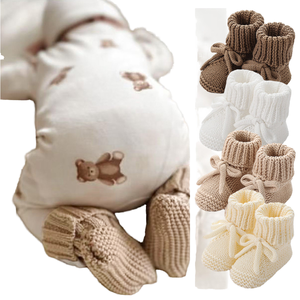 Ins for New Baby Cute Bow-Knot Knitted Sweat-Absorbent Spandex/Cotton Walking <strong>Shoes</strong> 0-3m <strong>Crawling</strong> Socks - Product Image 1