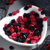 100 pièces/sac Accessoires pour nail art en forme de rose, décorations d'ongles en résine camélia rouge et noir