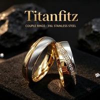 Bagues de mariage Titanfitz de marque de créateurs, faites à la main, plaquées or 18 carats PVD, en acier inoxydable 316L, pour hommes et femmes
