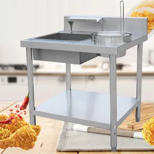 Tavuk kanat verimliliği Breading masa paslanmaz çelik tavuk Breading masa toz makinesi Breader hamur unu